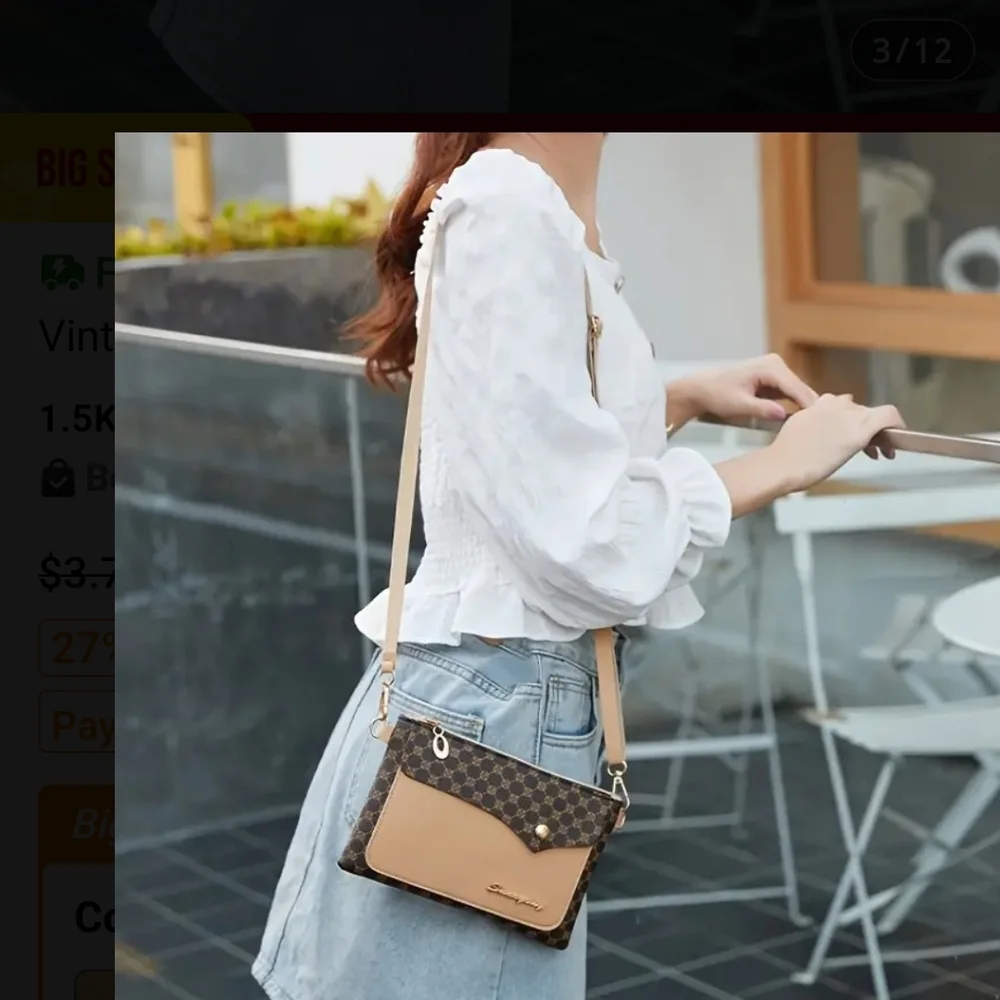 Red and Brown Women's Crossbody Bag - Picture 3 of 3